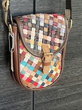 New Multi-Coloured Woven Leather Bag